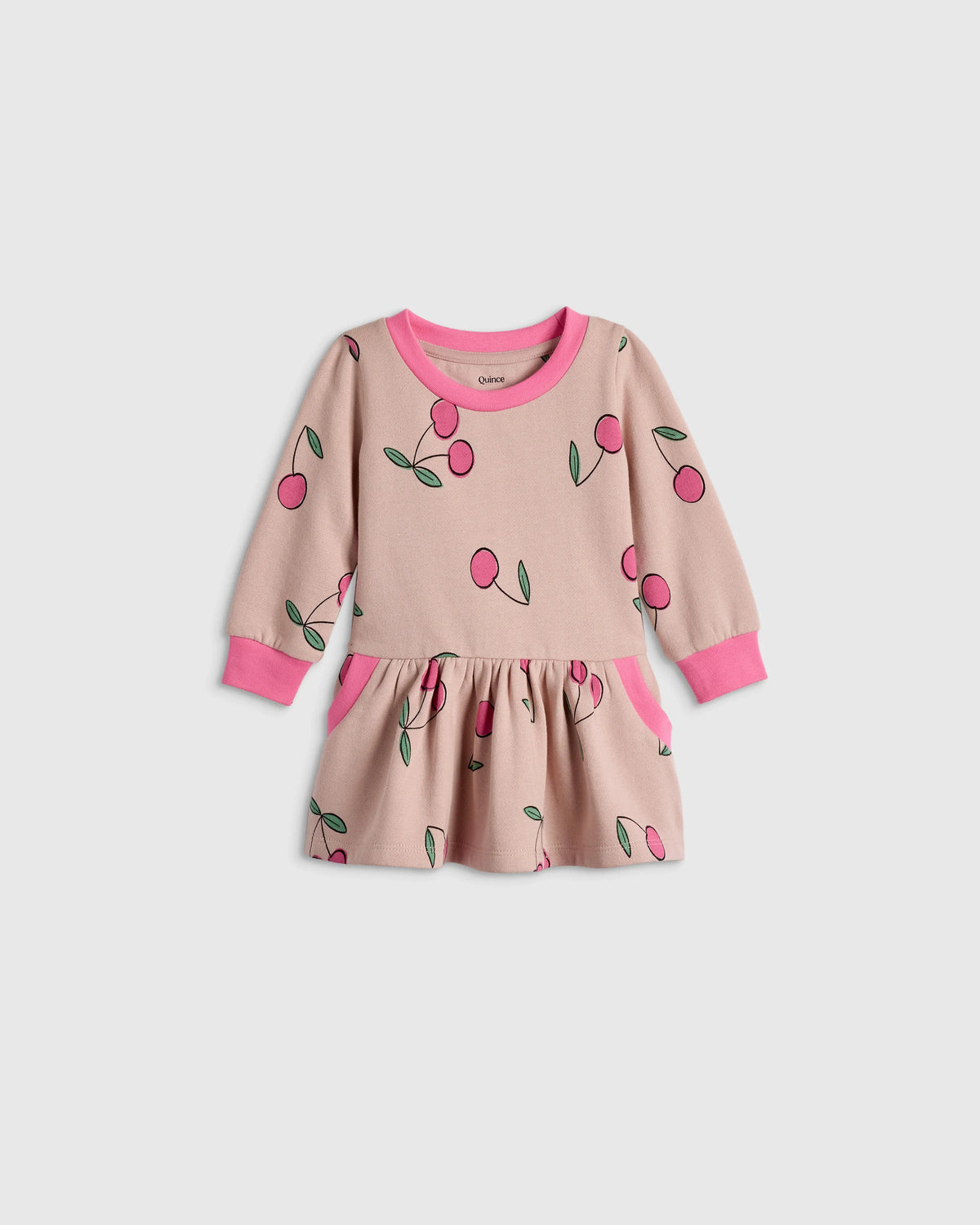 Cozy Fleece Sweatshirt Dress - 12-18M / Cherries Main image