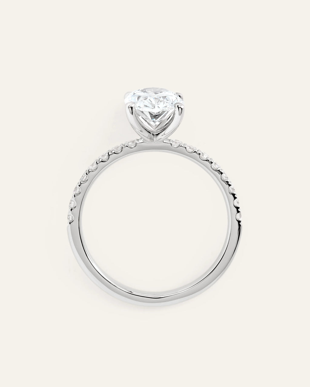 Lab Grown Diamond Oval Petite Pave Engagement Ring - 2ct - 4 / Yellow Gold