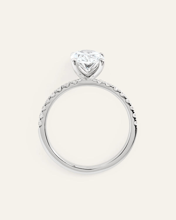 Lab Grown Diamond Oval Petite Pave Engagement Ring - 2ct - 4 / Yellow Gold