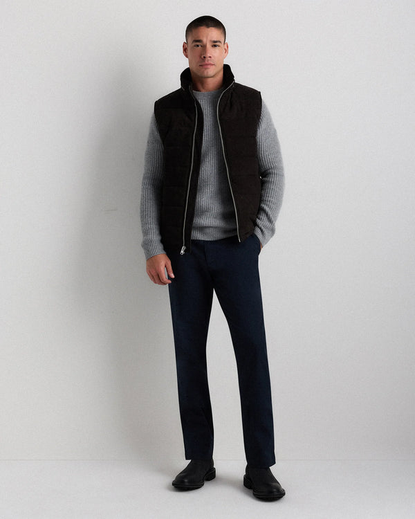 100% Suede Puffer Vest - S / Charcoal Black