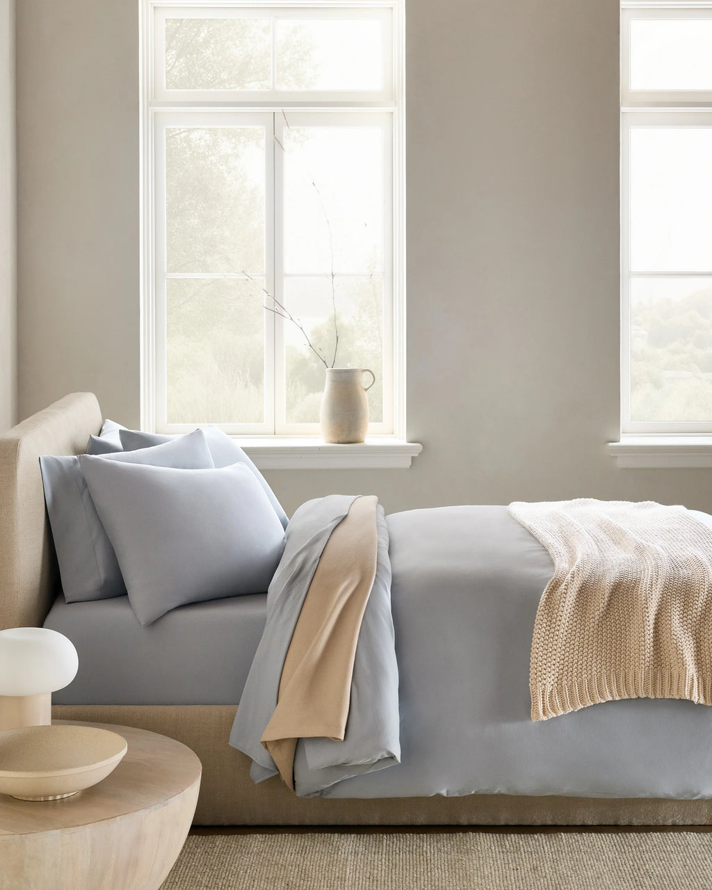 Organic Jersey Duvet Cover Set - Twin / Light Blue