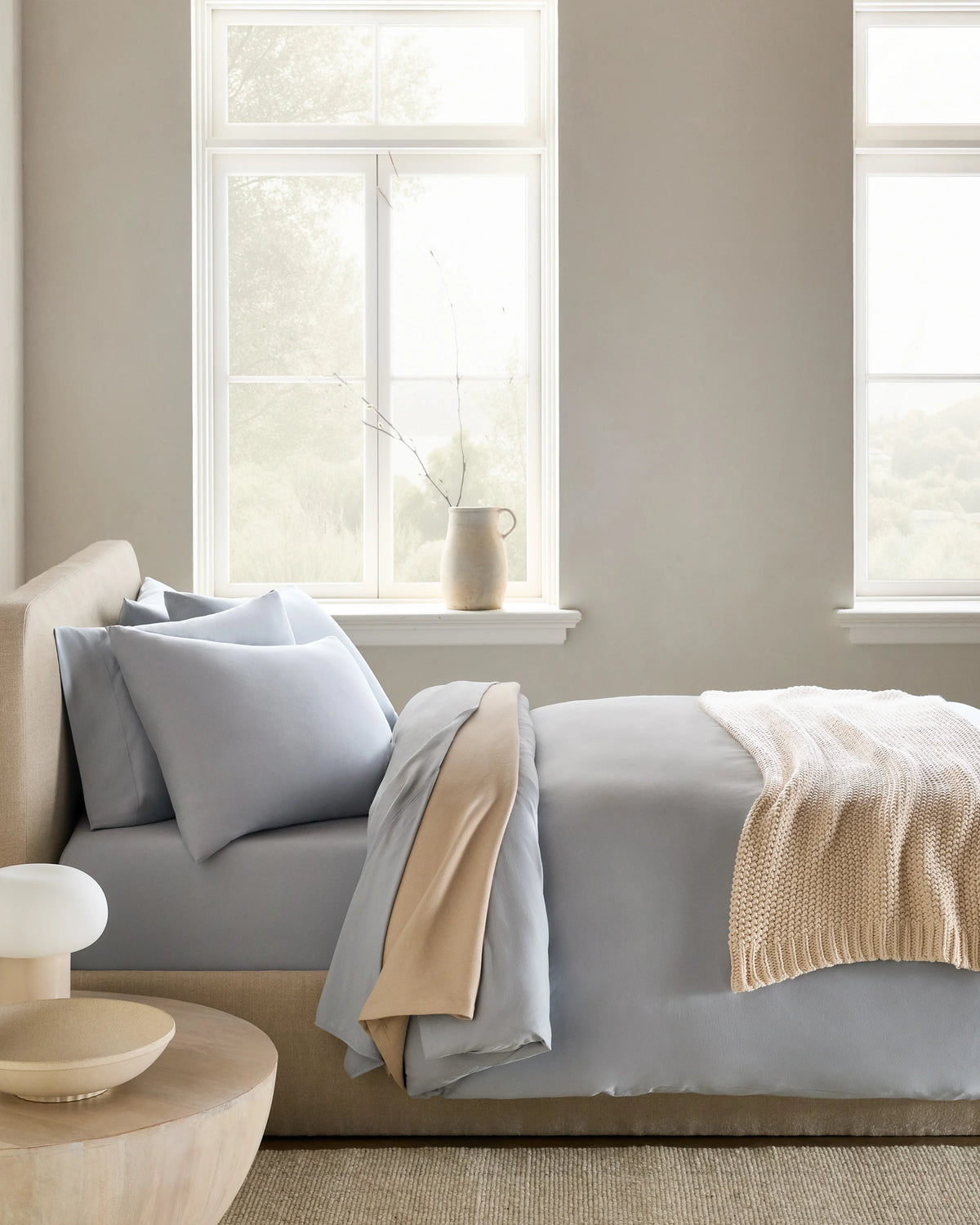 Organic Jersey Duvet Cover Set - Twin / Light Blue