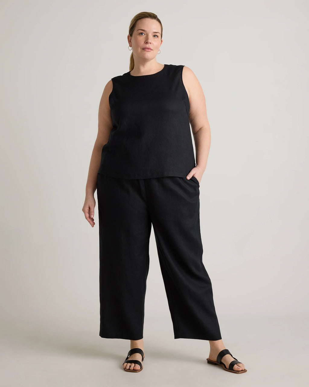 100% European Linen Tank - 1X / White