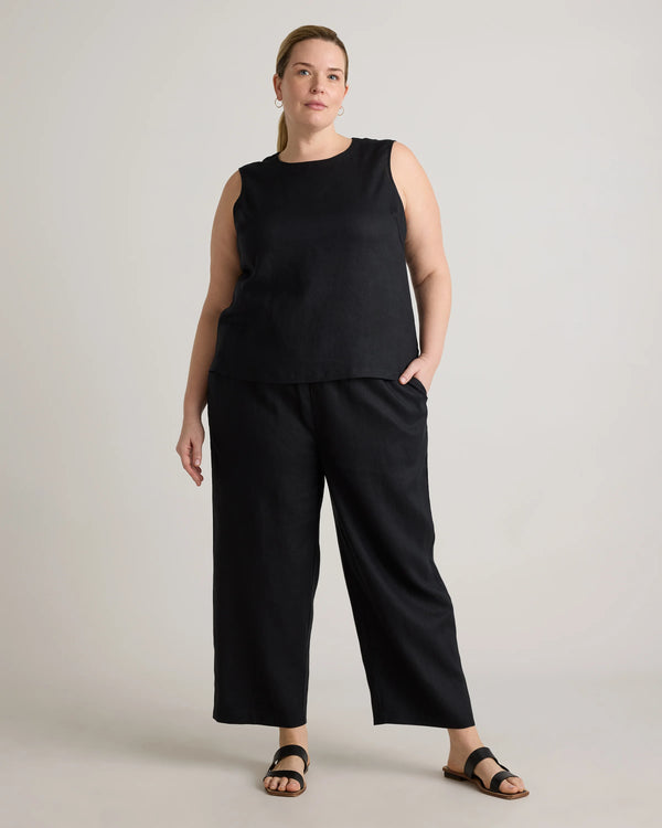 100% European Linen Tank - 1X / White