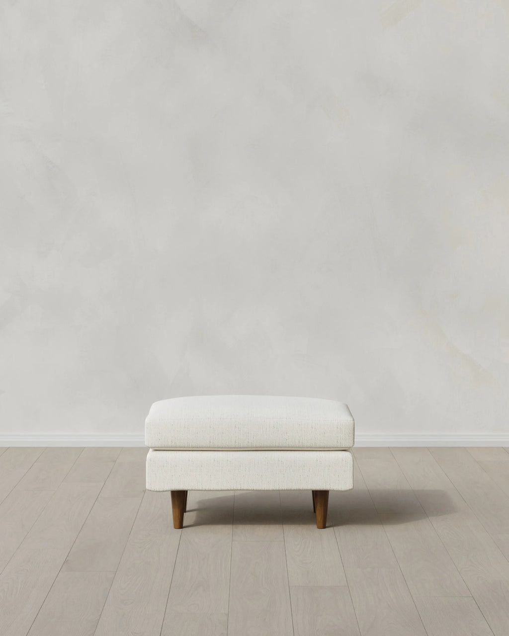 Atlas Midcentury Ottoman in Performance Chenille Linen Blend - 31.5" / Snow