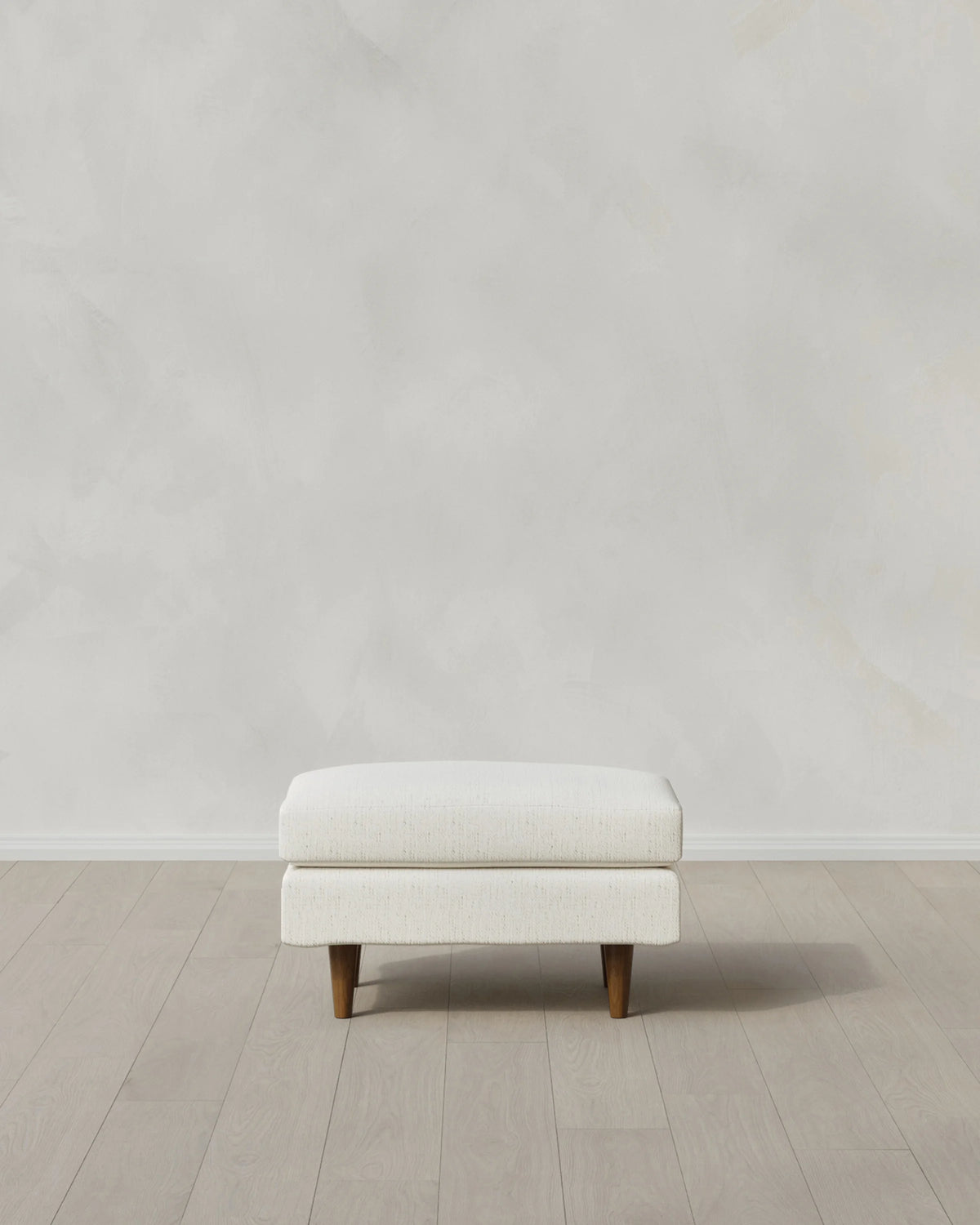 Atlas Midcentury Ottoman in Performance Chenille Linen Blend - 31.5" / Snow Main image