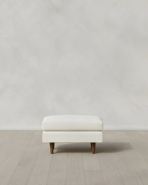 Atlas Midcentury Ottoman in Performance Chenille Linen Blend - 31.5" / Snow