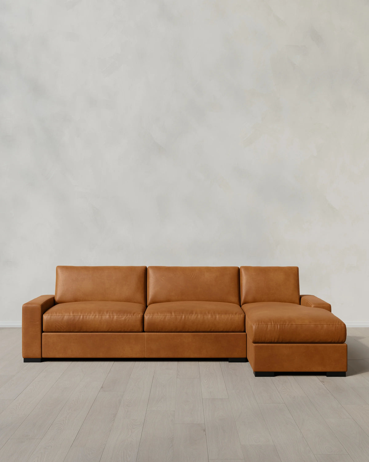 Stillman Chaise Sectional in Leather - 116" Right Arm / Auburn Main image