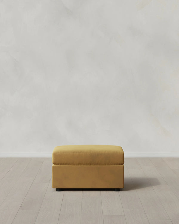 Brennan Ottoman in Performance Velvet - One Size / Taupe