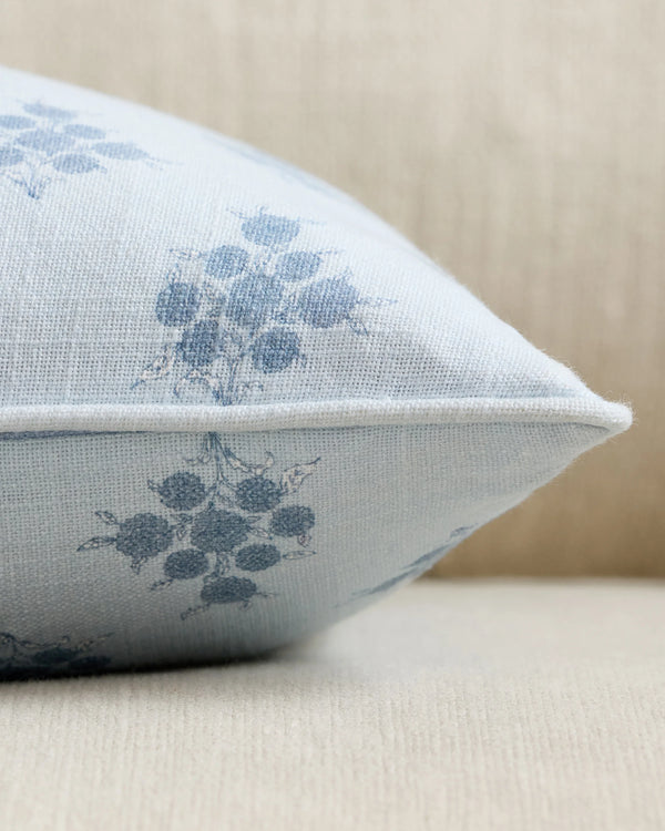 Piped Block Print Cotton Pillow Cover - 12x20 / Natural