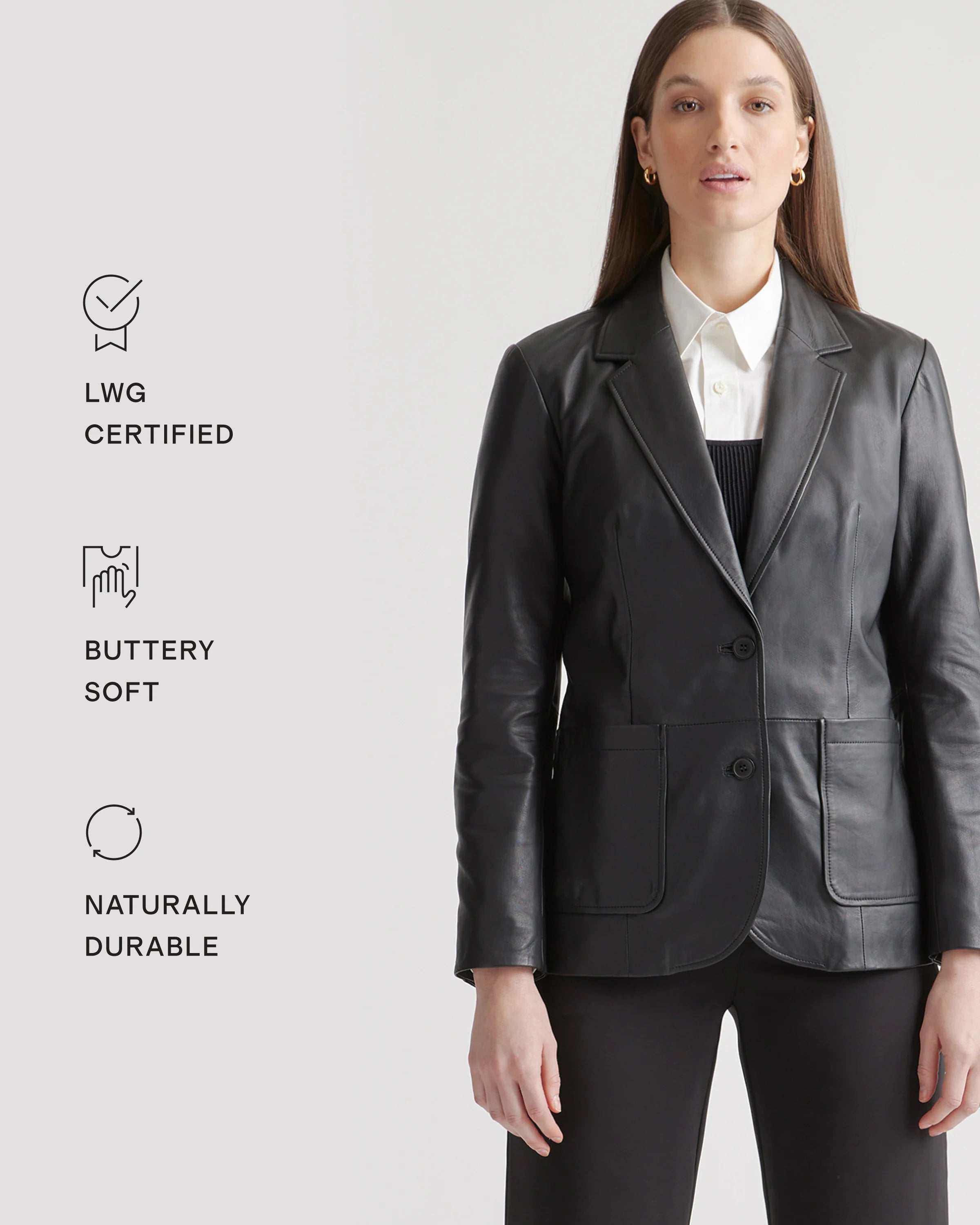 100% Leather Blazer - XS / Rich Brown Secondary image