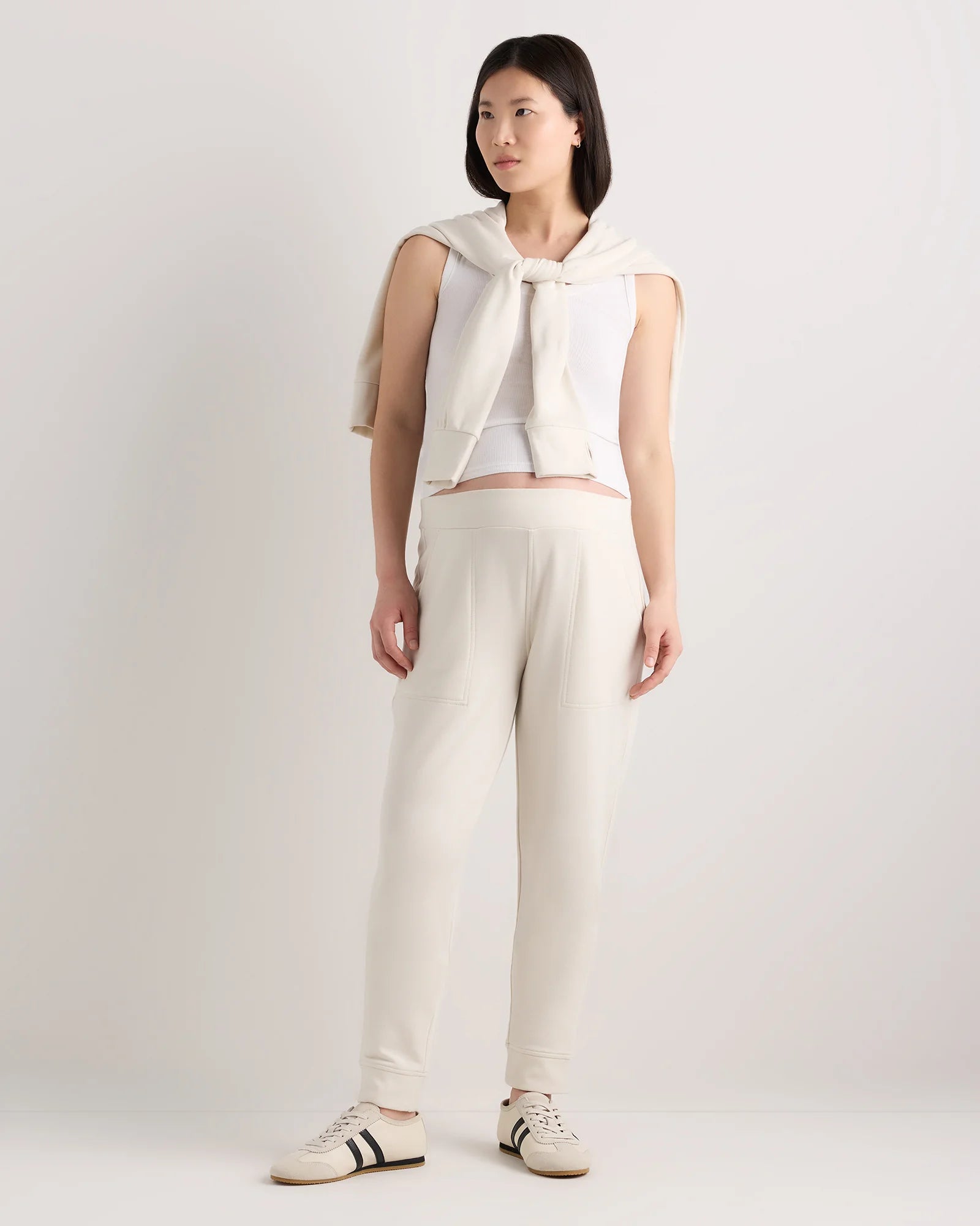 SuperSoft Fleece Maternity Joggers - XS / Off-White Secondary image