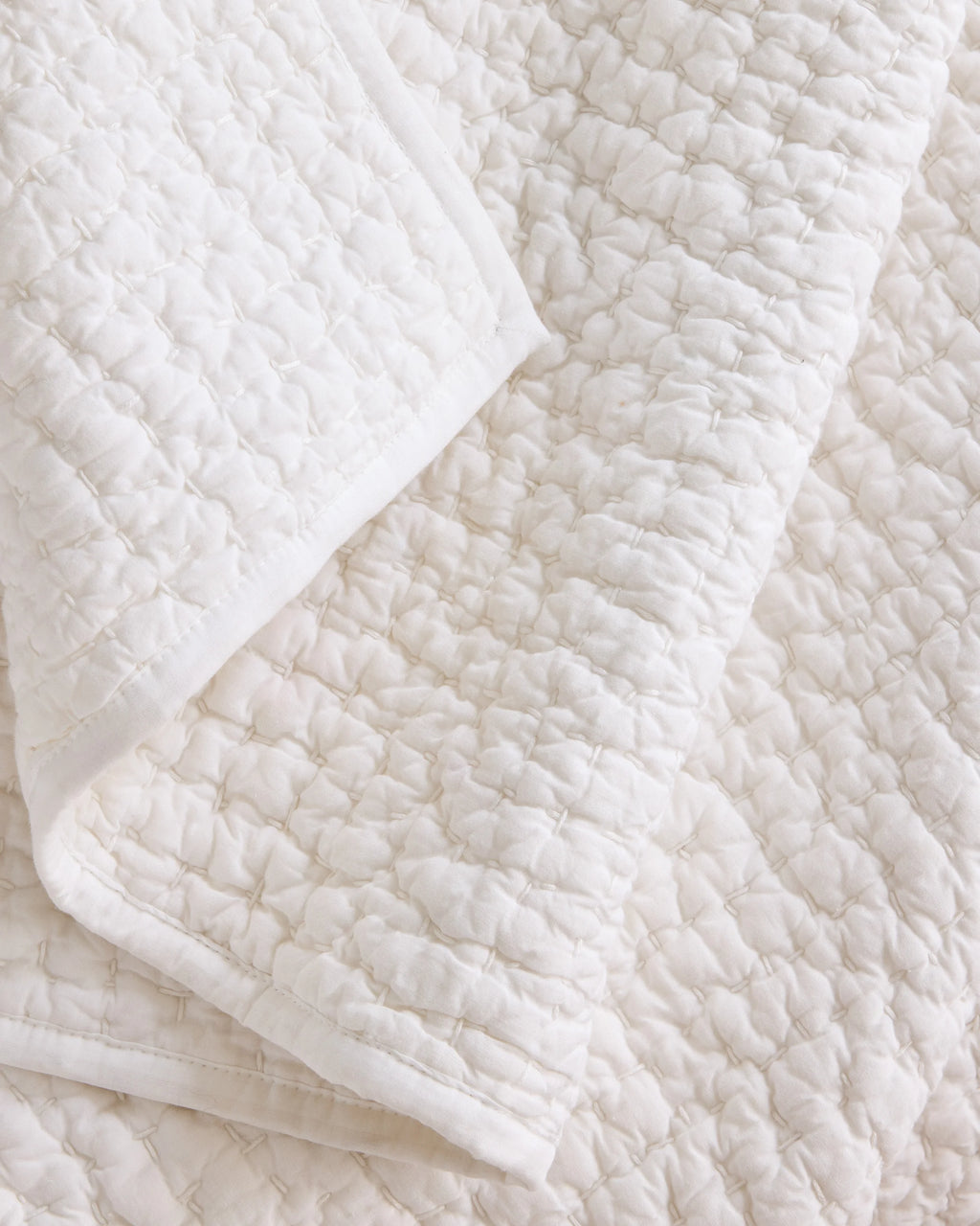 Organic Cotton Hand Stitched Quilt Set - Twin / Stone