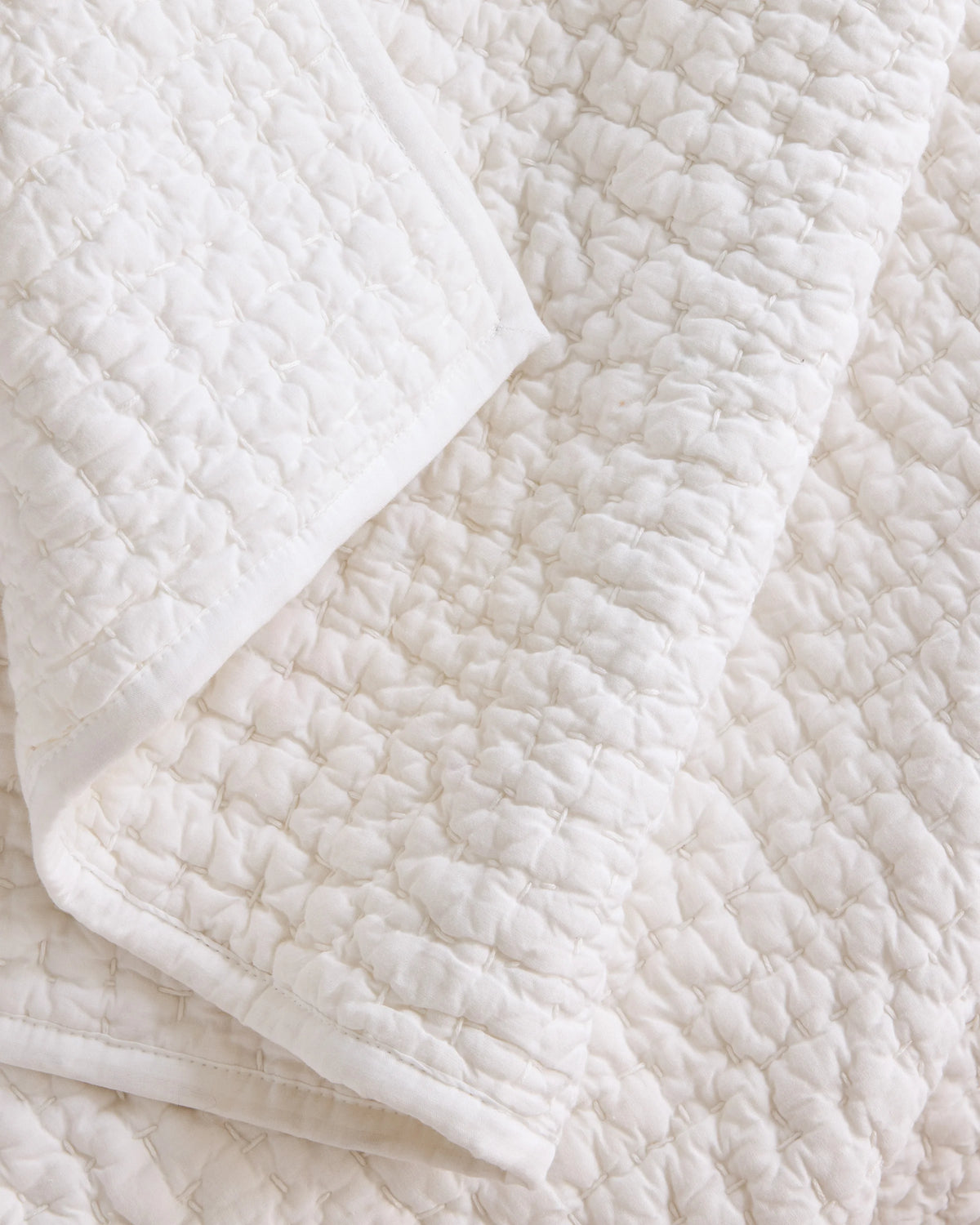 Organic Cotton Hand Stitched Quilt Set - Twin / Stone
