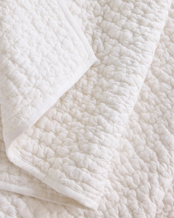 Organic Cotton Hand Stitched Quilt Set - Twin / Stone