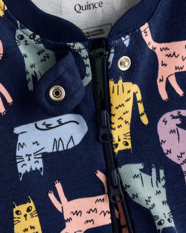 100% Organic Cotton Shortie Onesie Pajama - 2T / Navy Stripe