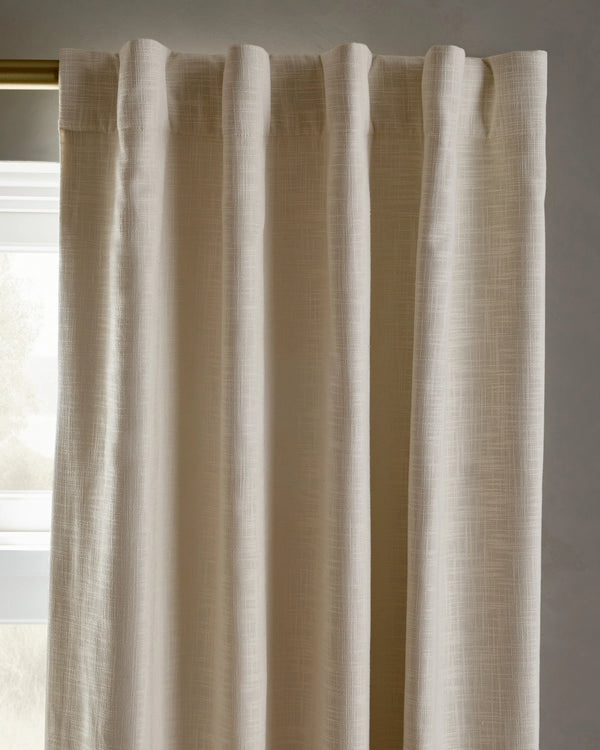 Textured Cotton True Blackout Curtain - 48x84 / White