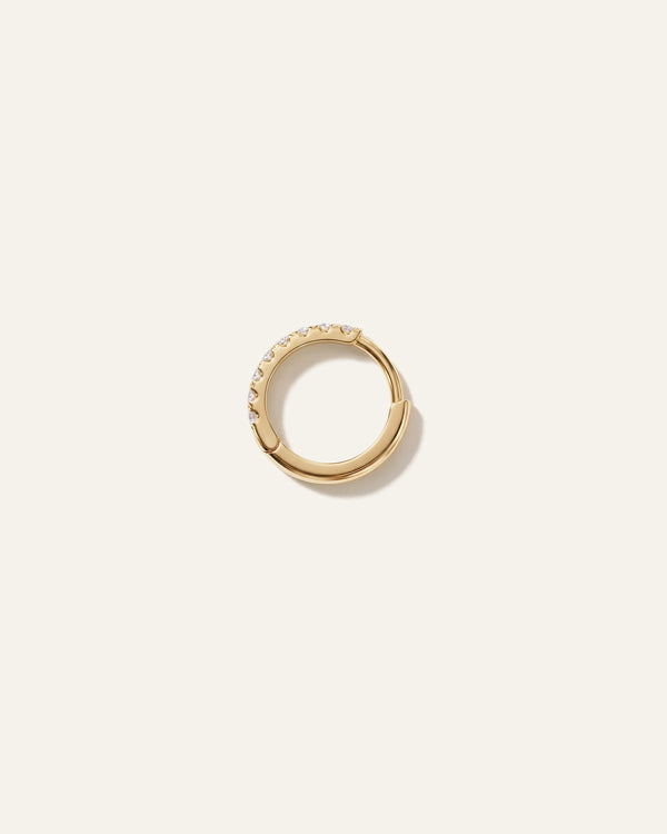 14K Gold Pave Diamond Second Piercing Tiny Huggie - Single - One Size / Yellow Gold
