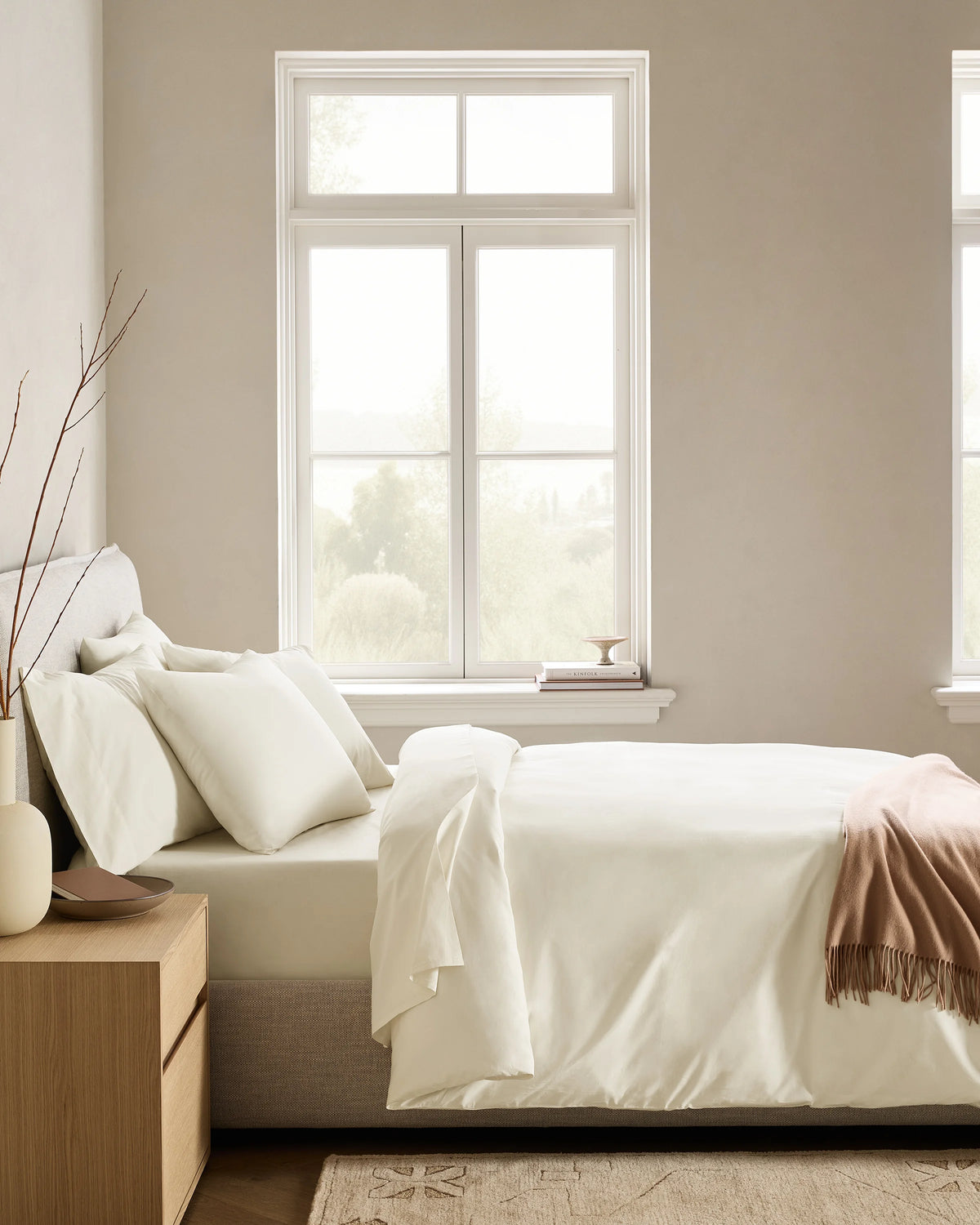 Organic Crisp Percale Deluxe Bedding Bundle - Twin / White