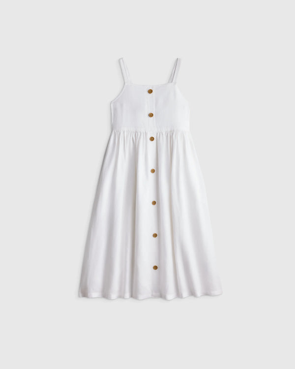 Girls Sleeveless 100% Linen Dress - 6 / Orchid Palms