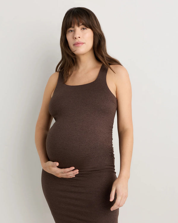 Ultra-Soft Maternity Midi Dress - XS / Heather Black