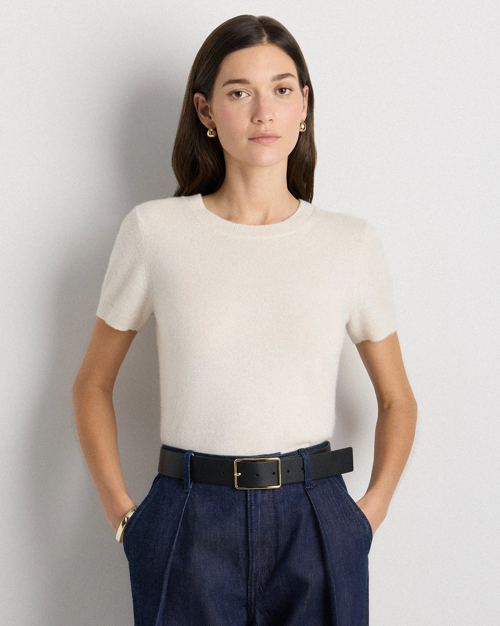 Siena Rectangle European Leather Belt - XS / Black