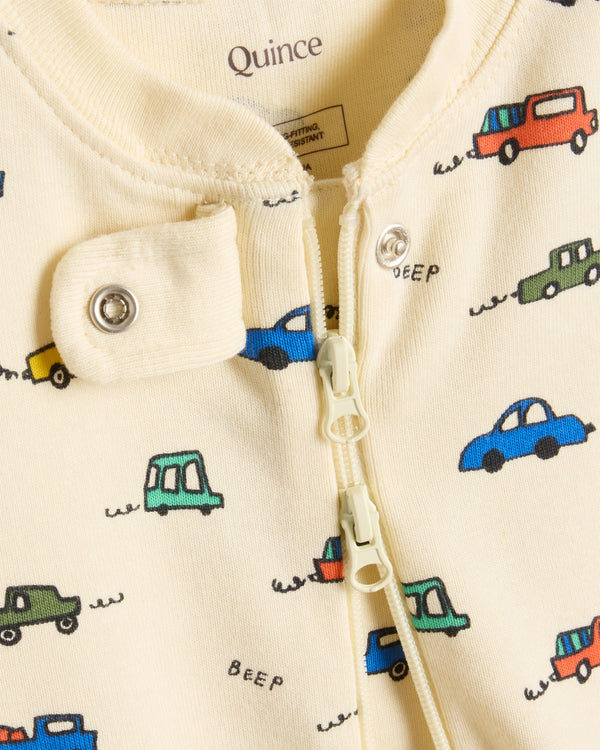 100% Organic Cotton One Piece Pajama - 0-3M / Navy Stripe