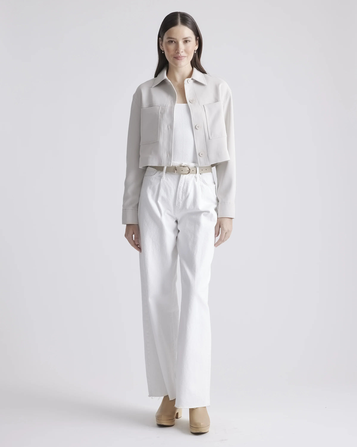 Stretch Crepe Cropped Jacket - XS / Morel