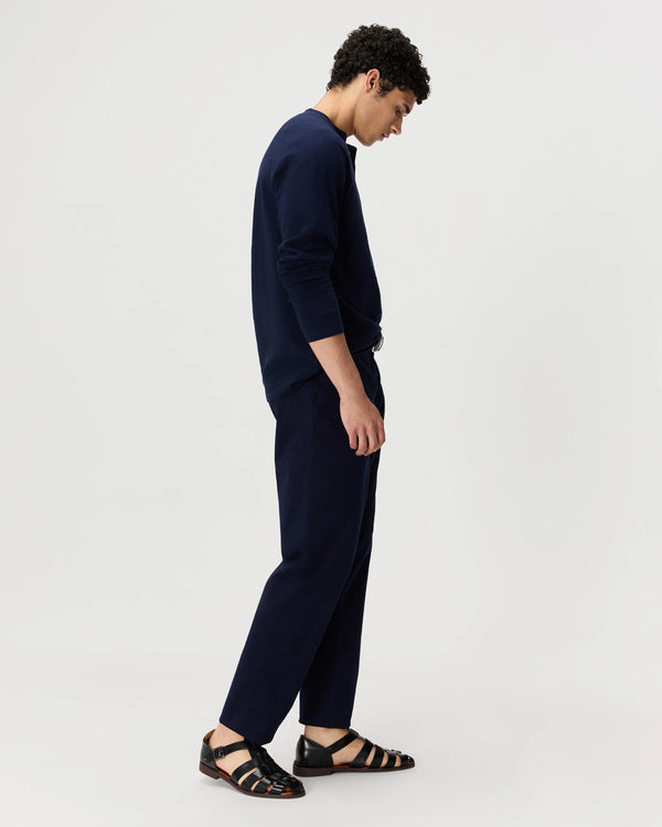 100% Organic Cotton Slub Long Sleeve Henley - S / Deep Navy