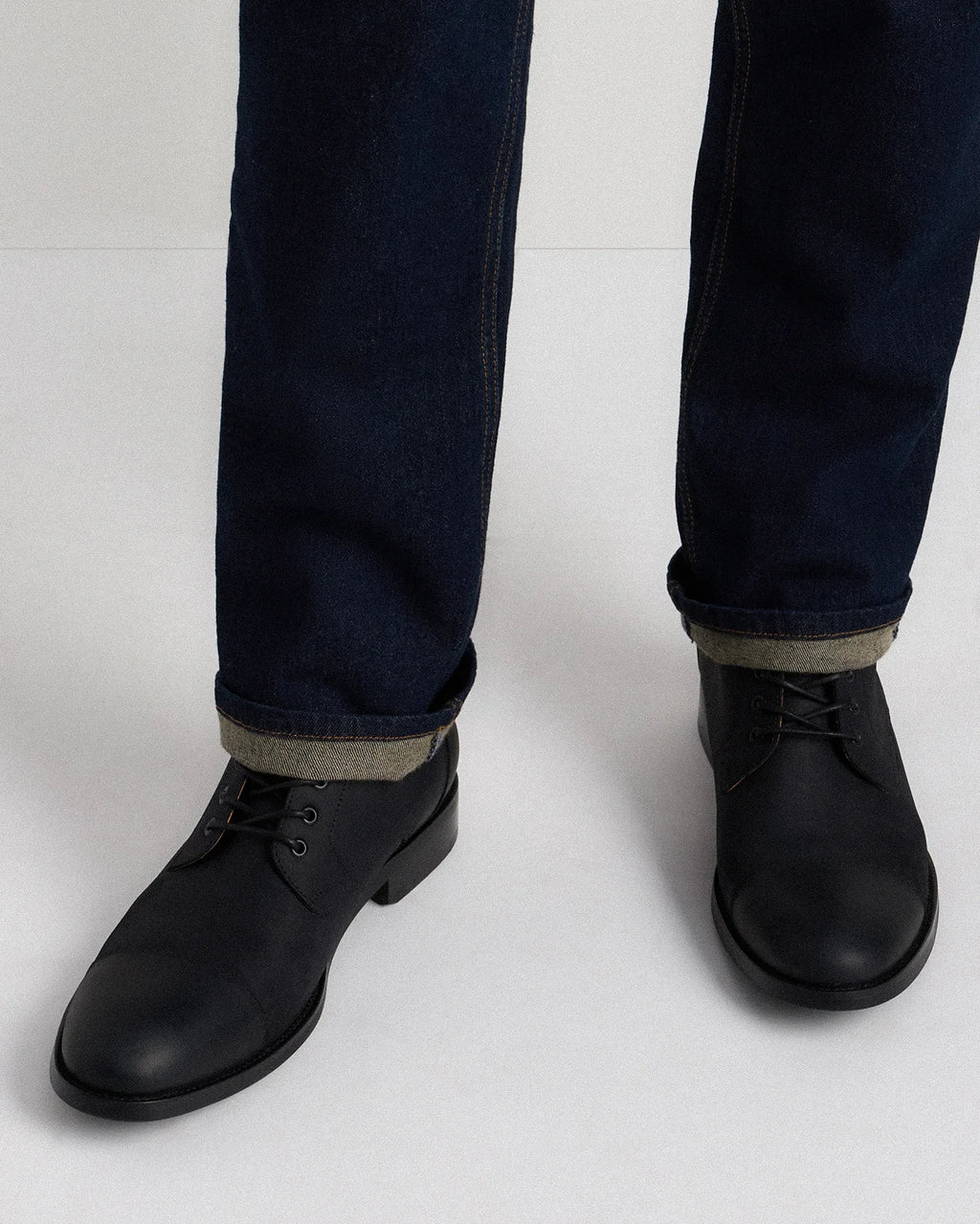 Crafted Leather Cap Toe Lace Up Boot - 7 / Matte Black