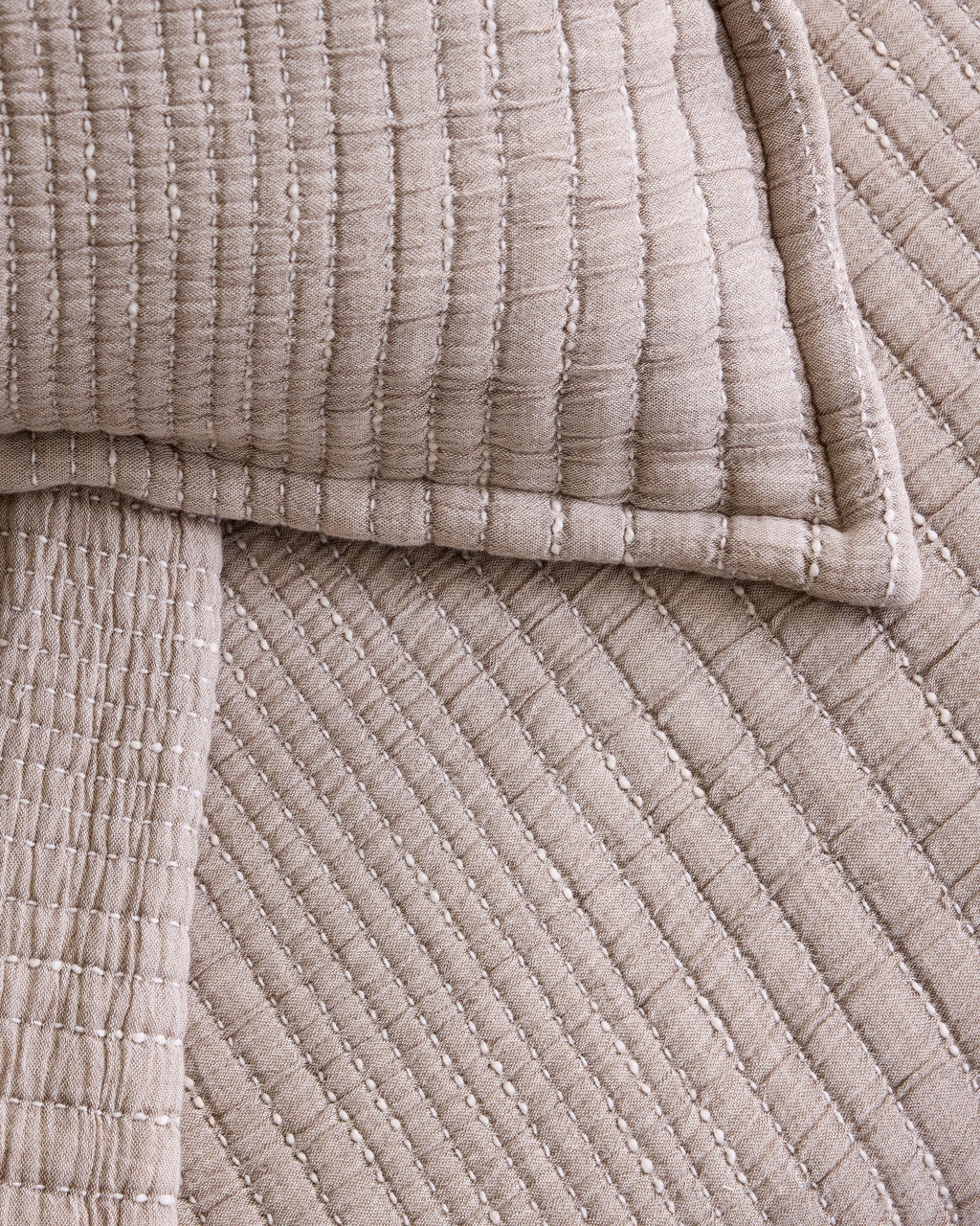 Organic Cotton Channel Stitch Sham Set - Standard / Coral Pink