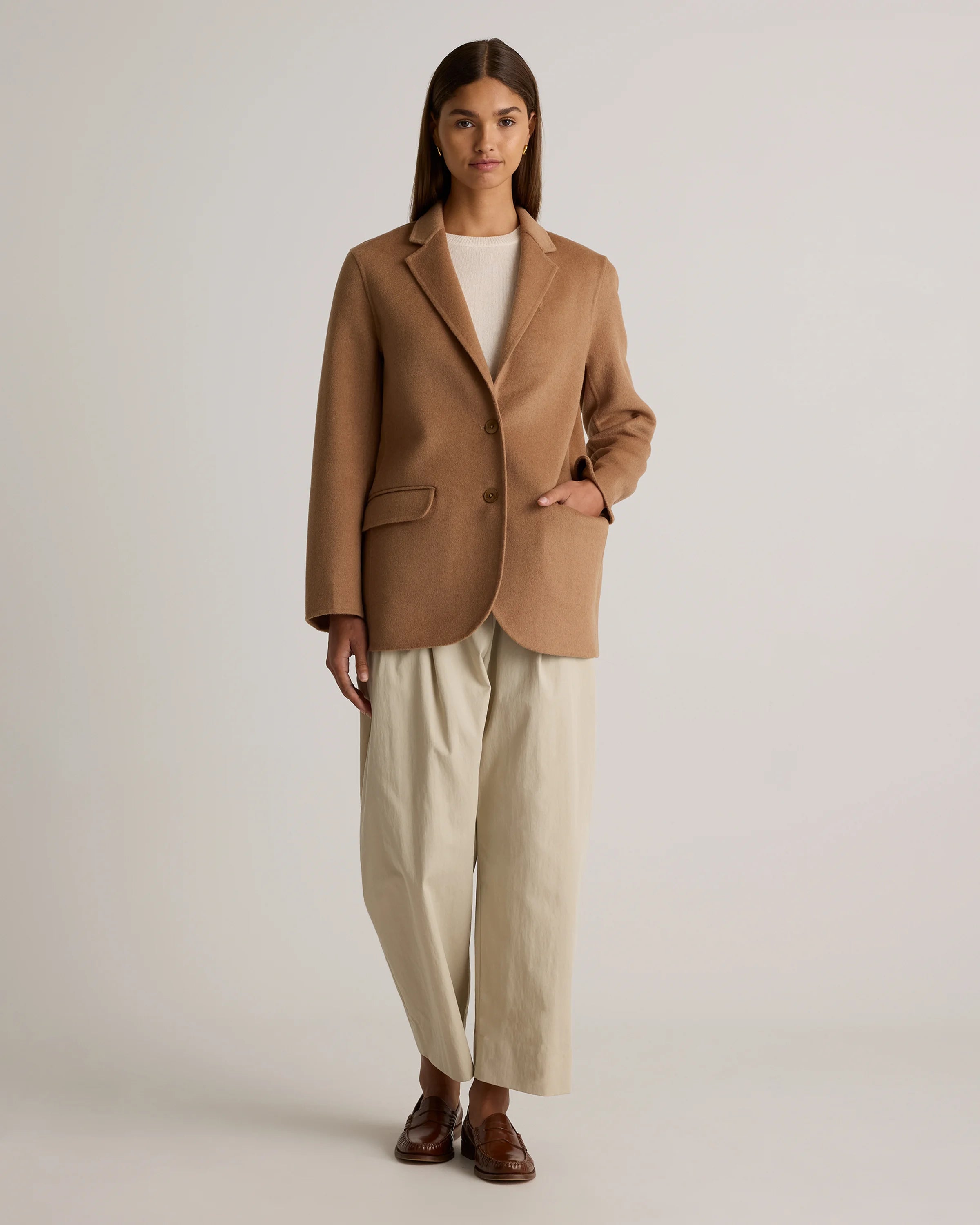 Double-Faced Merino Wool Soft Blazer - XS / Caramel Secondary image