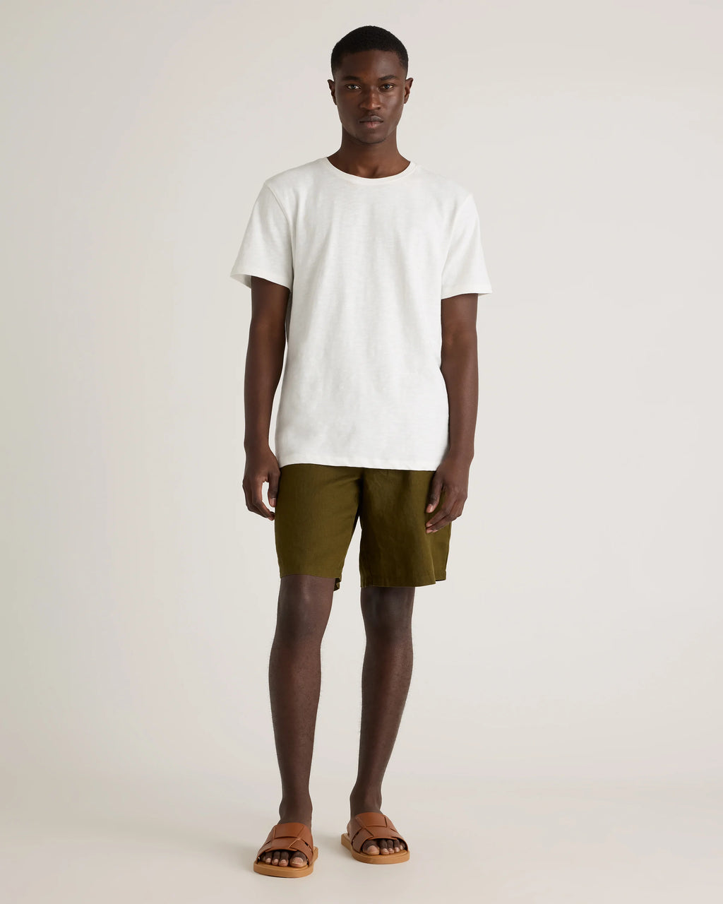 100% European Linen Shorts - 10" - S / Martini Olive