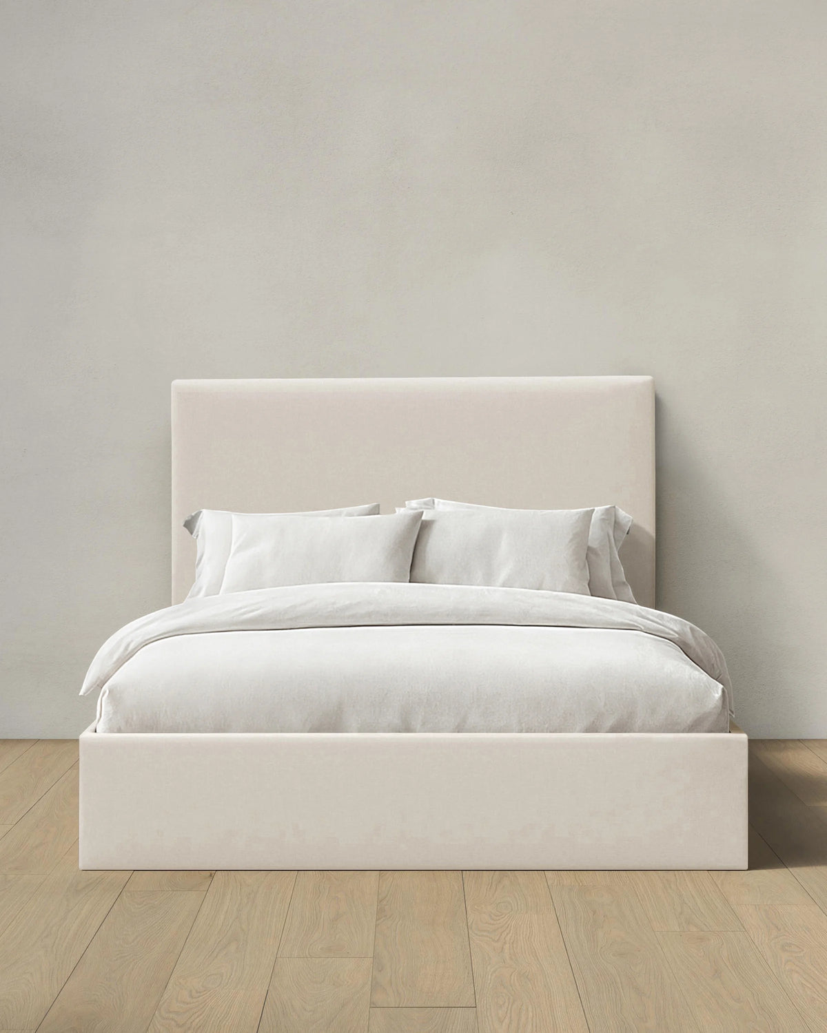 Square Bed in Performance Linen - Full / Ivory Main image