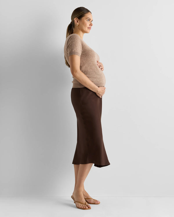 Washable Stretch Silk Maternity Skirt - XS / Vintage Pink