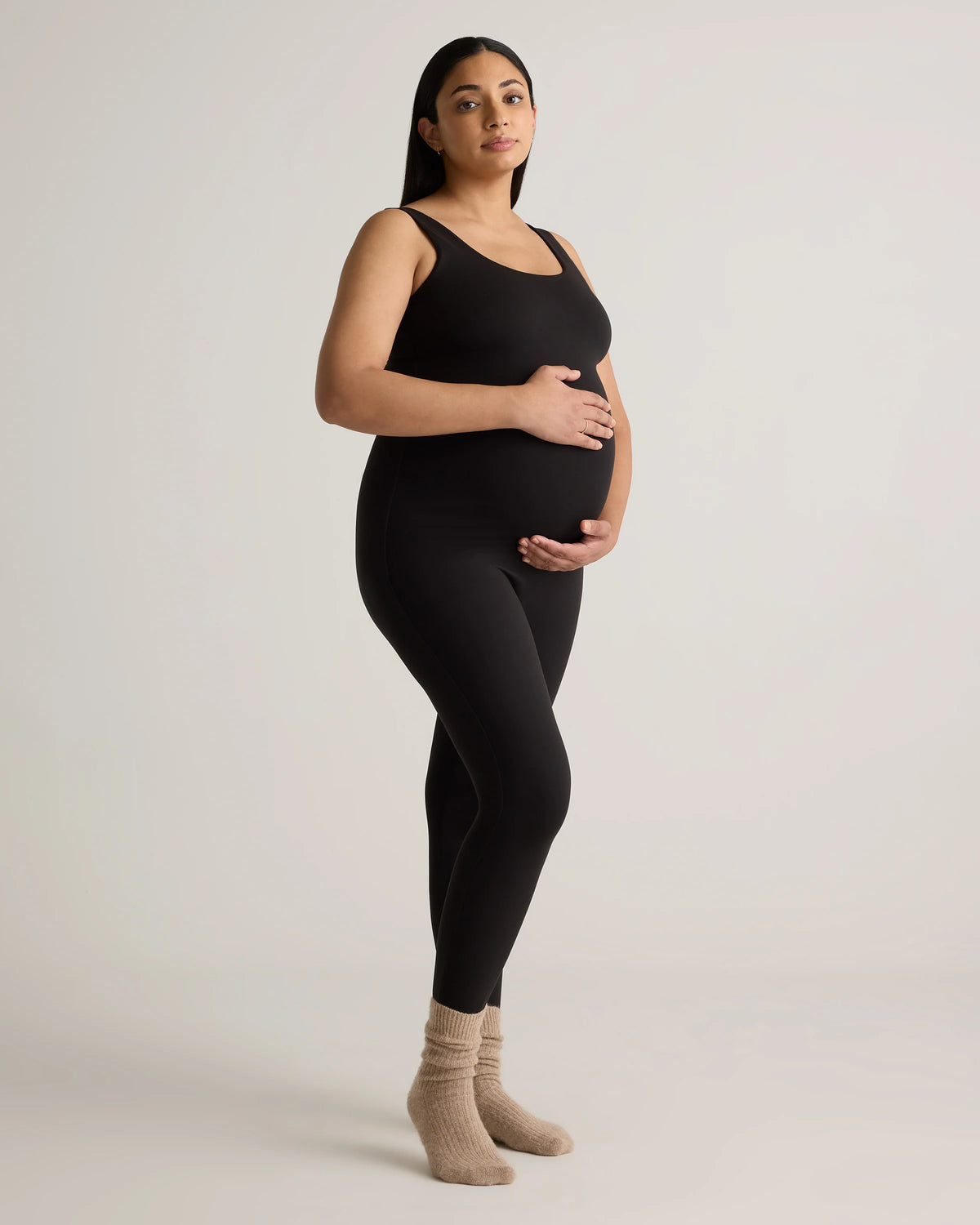 Recycled Knit Maternity Tank Unitard - XS / Black Main image