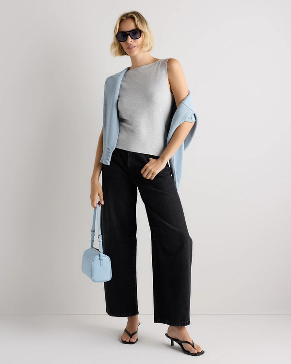 Stretch Cotton Jersey Boat Neck Tank - XS / Heather Grey