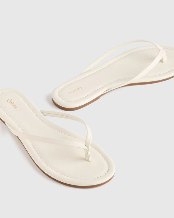 Italian Leather Flip Flops - 5 / Black