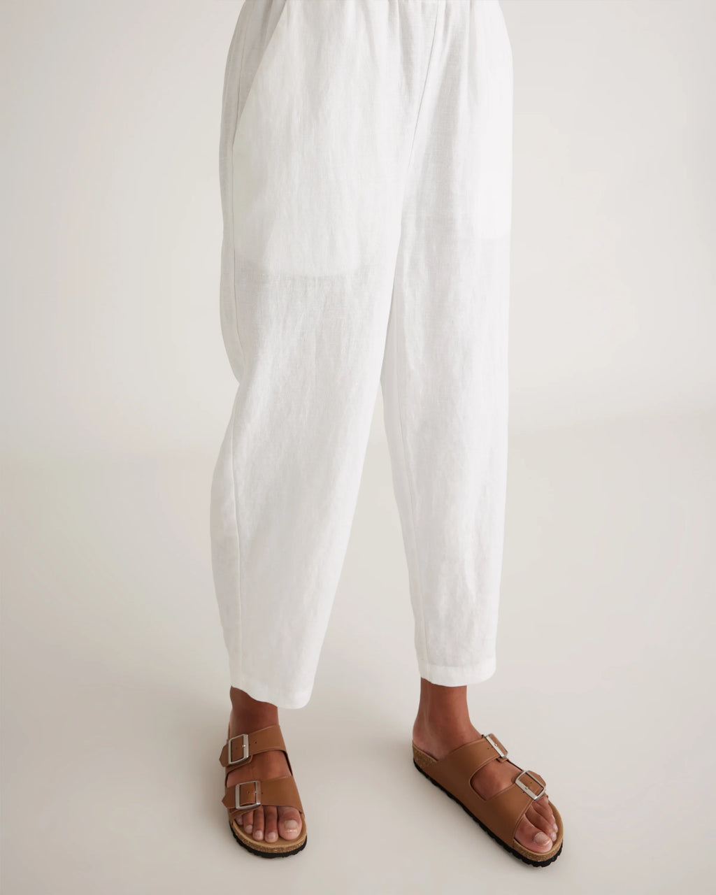 100% European Linen Pants - XS / White