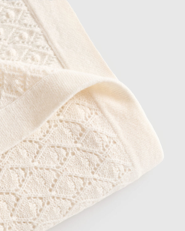 Mongolian Cashmere Pointelle Baby Blanket - One Size / Ivory