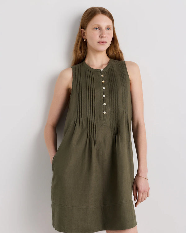 100% European Linen Sleeveless Swing Dress - XS / Classic Mini Gingham