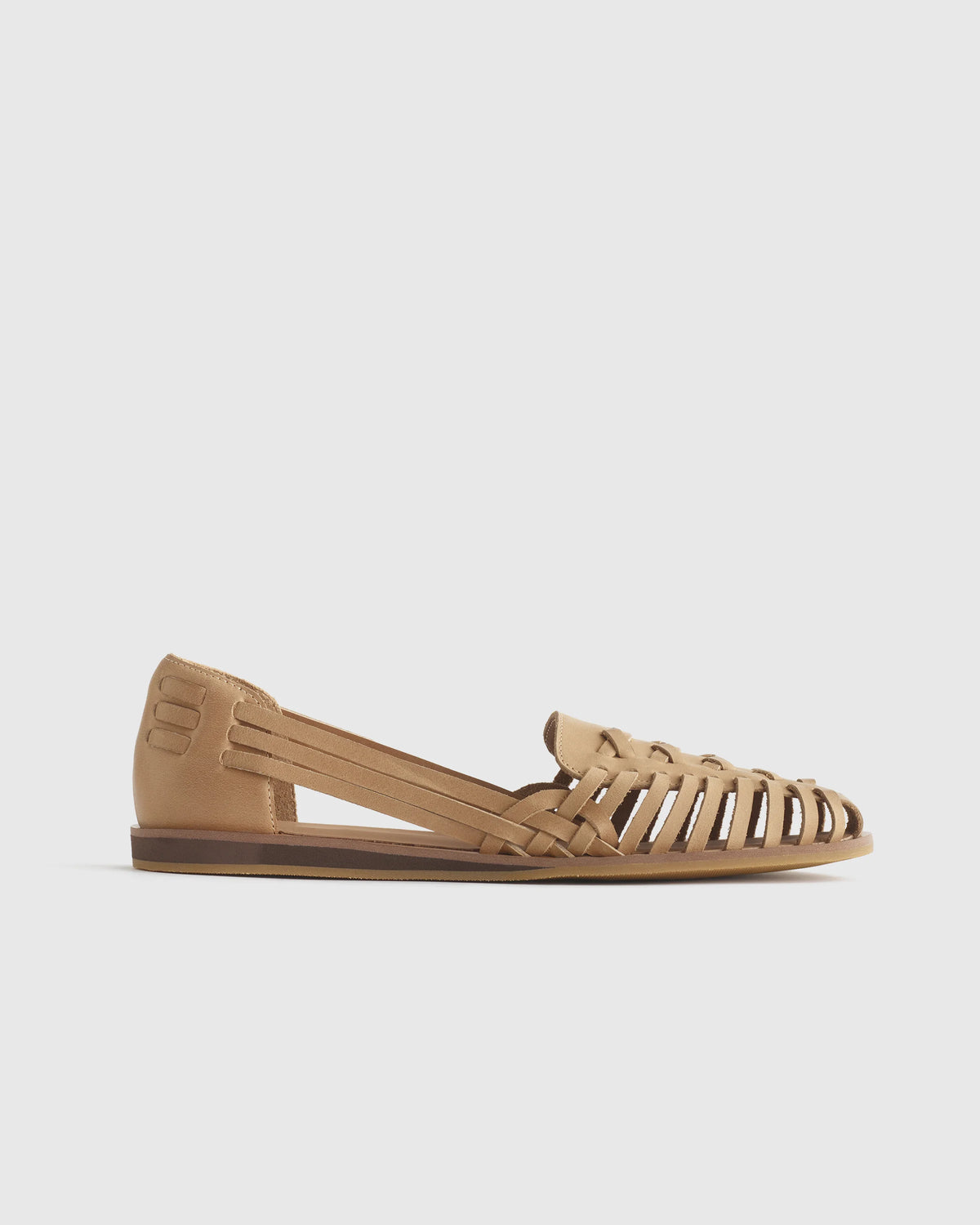 100% Leather Huarache Flat - 5 / Cashew Main image