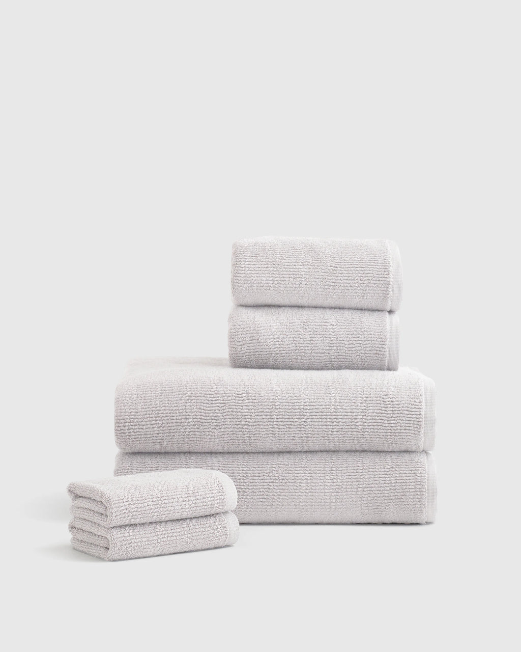 Turkish Ribbed Quick Dry Bath Towel Bundle - One Size / White