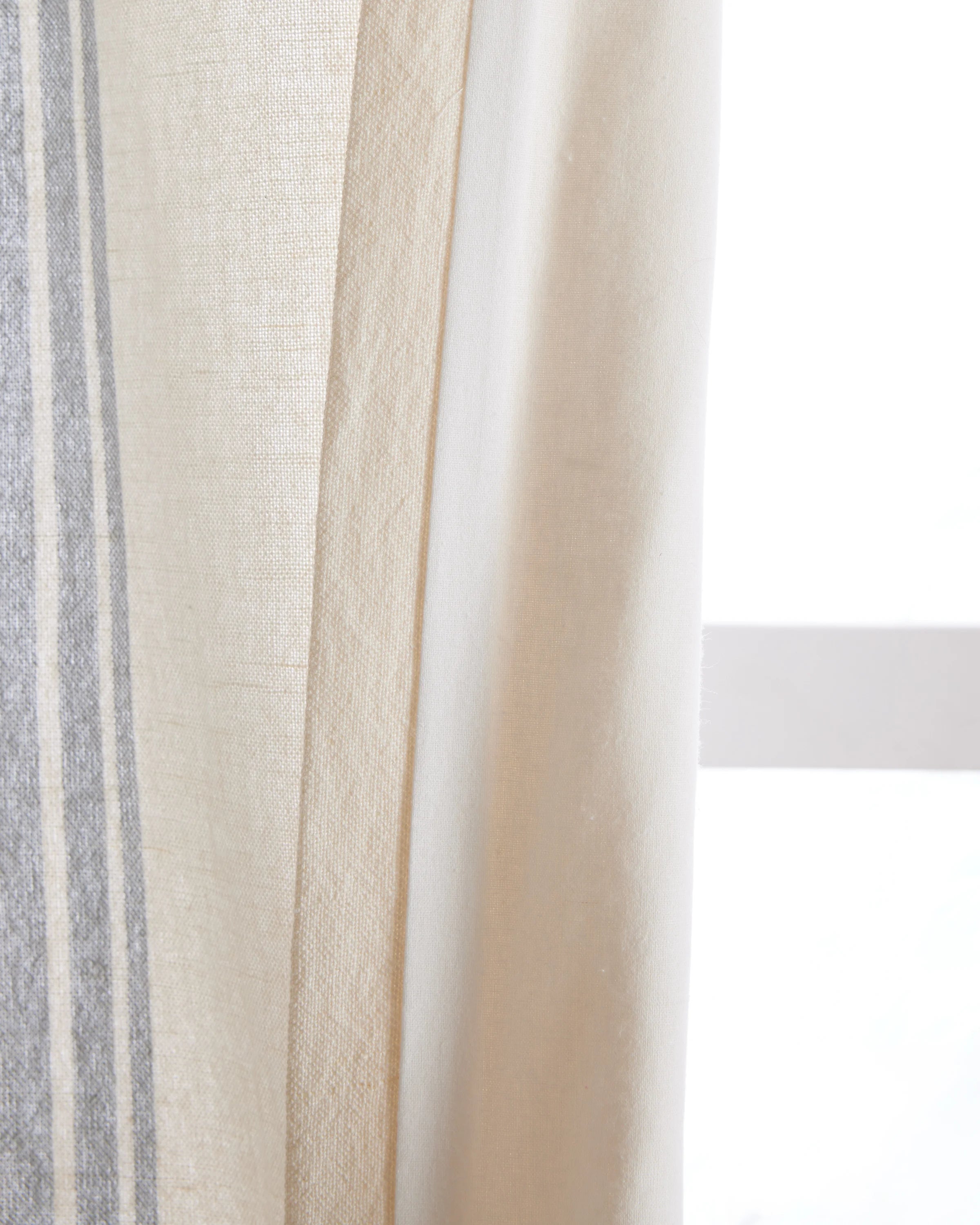 Coastal Stripe Linen Cotton Curtain - Single Panel - 48x84 / Ivory/Fog Secondary image