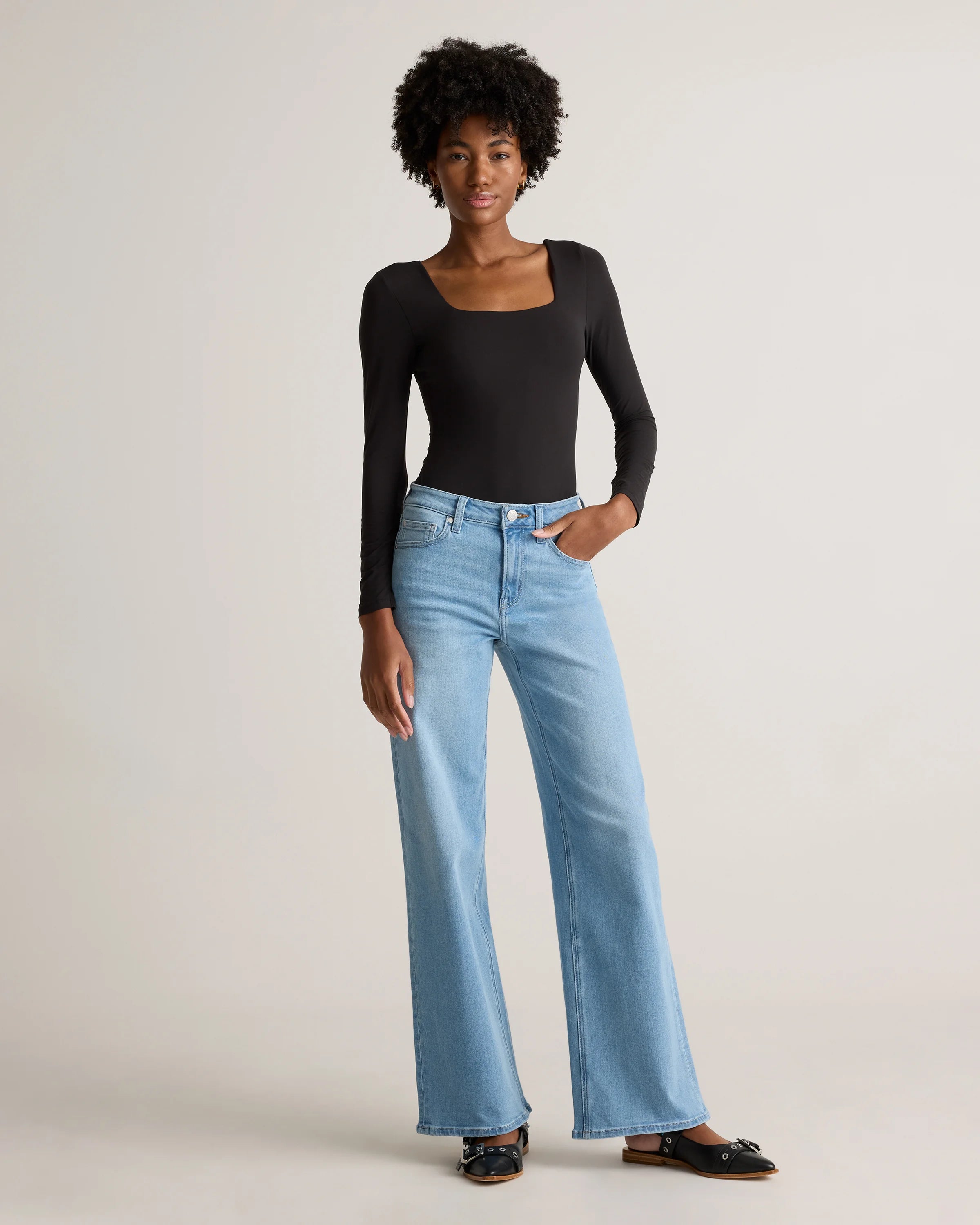 Bella Stretch Wide Leg Jeans - 24 / Frosted Blue Secondary image