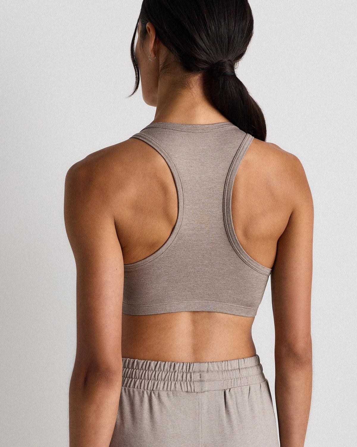 Ultra-Soft V-Neck Racerback Bra - XS / Heather Black