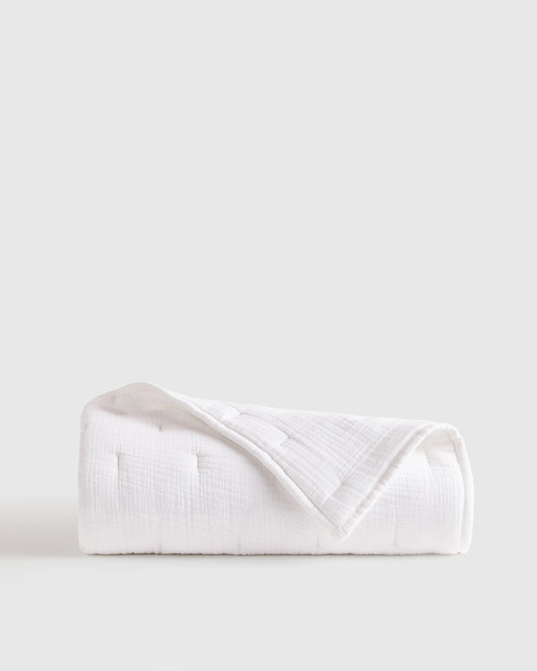 Organic Cotton Gauze Toddler Quilt - One Size / White
