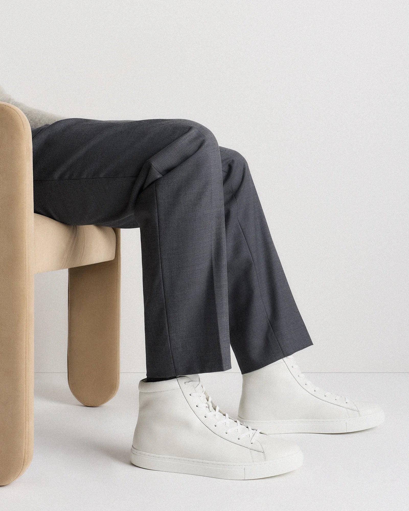 Italian Leather High Top Everyday Sneaker - 7 / White Secondary image