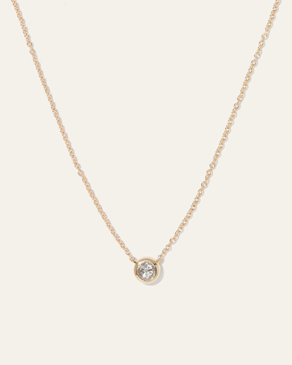 14K Gold Diamond Bezel Necklace - One Size / Yellow Gold