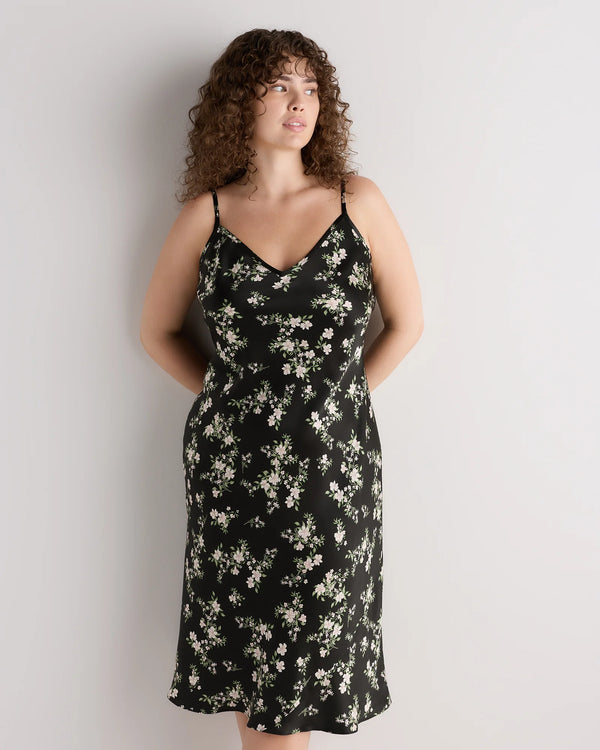 100% Washable Silk Slip Dress - 1X / Champagne
